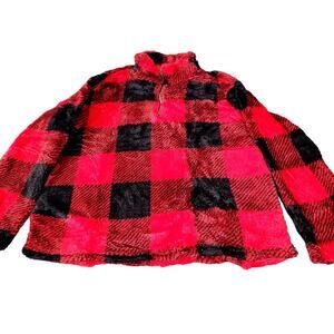2XL Sherpa Pullover Quarter Zip Long Sleeve Fluffy Soft Fleece Jacket Outwear